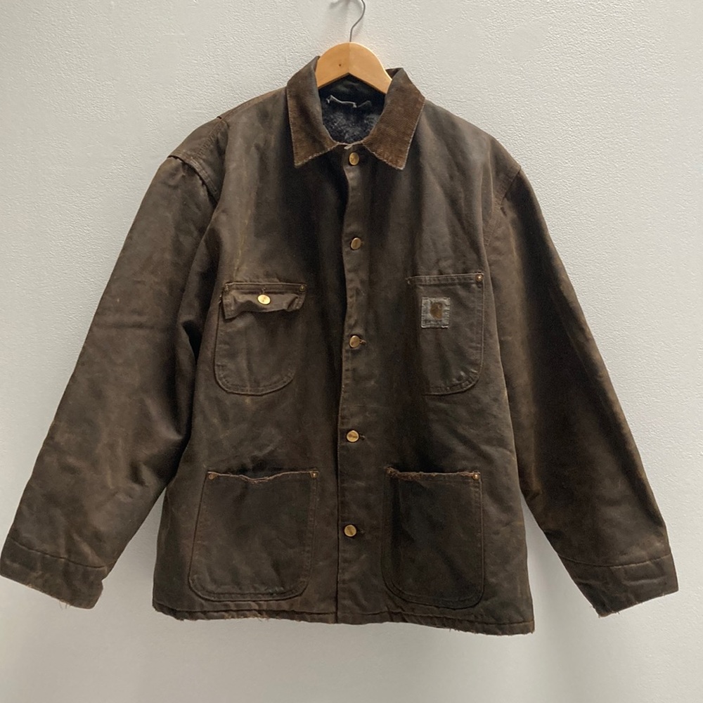 Unique Hand Waxed Waterproof Brown Carhartt 103825 Four Pocket Chore Coat